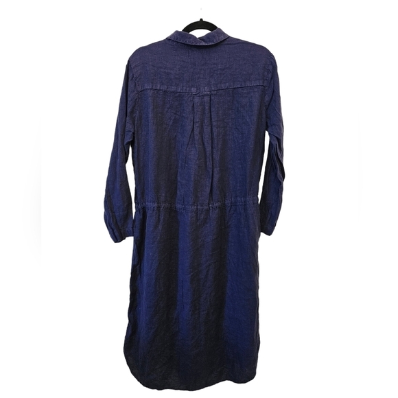 Velvet by Graham & Spencer Large 100% Linen Blue Dress Pocket Front Tie - Picture 2 of 13